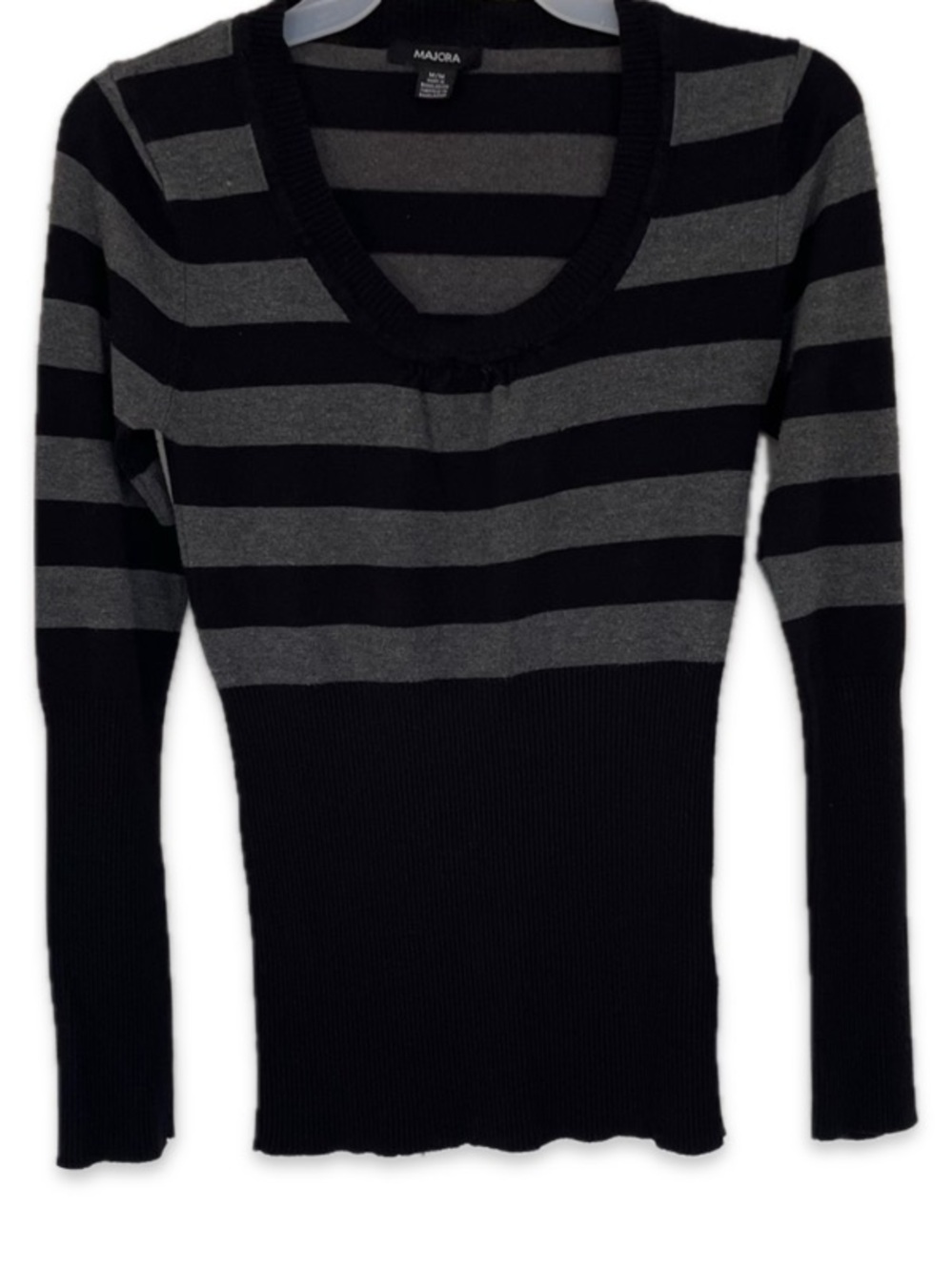 Majora Women's Long Sleeve Black and Gray Knit Top • Size Medium